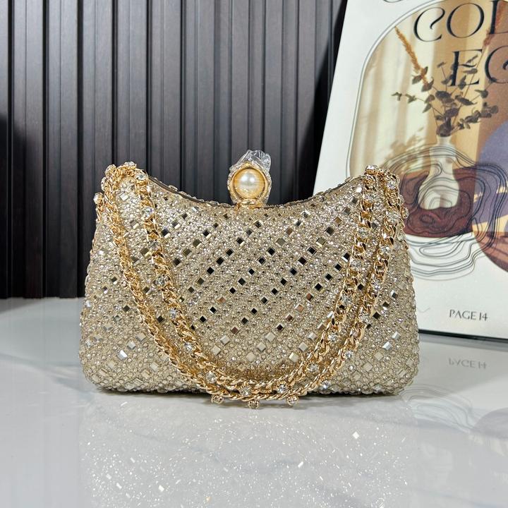 【双面波纹】百搭晚宴包女士手提包气质满钻手拿包宴会名媛名媛时尚