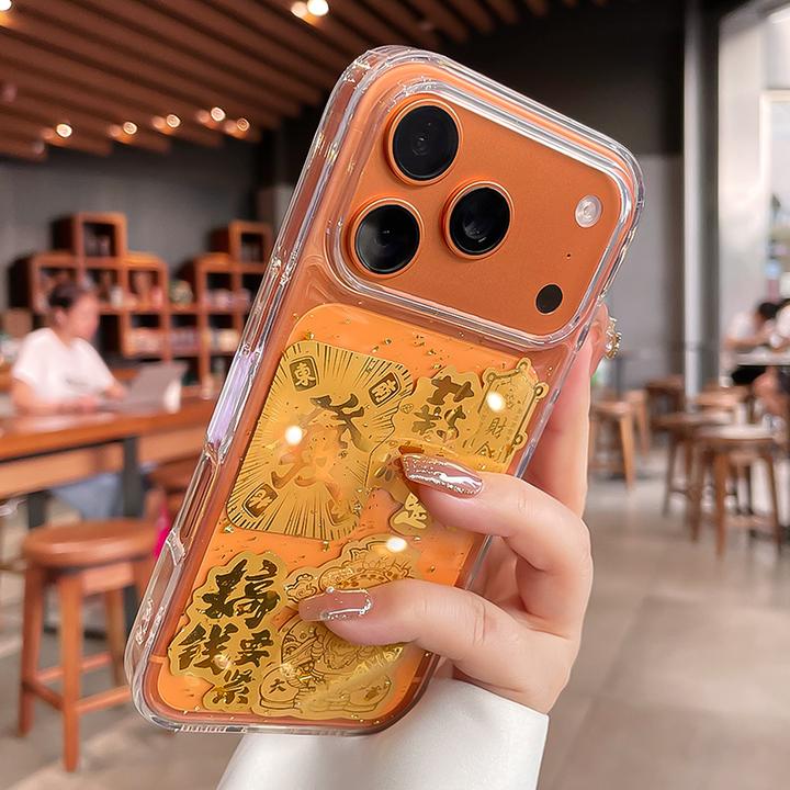 适用苹果17Promax手机壳新款iPhone17Pro金箔透明16Pro好运连连14