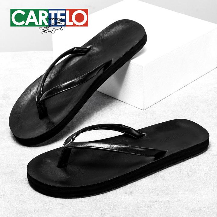 卡帝乐鳄鱼人字拖男防滑夏季外穿情侣软底皮夹拖休闲百搭高端拖鞋