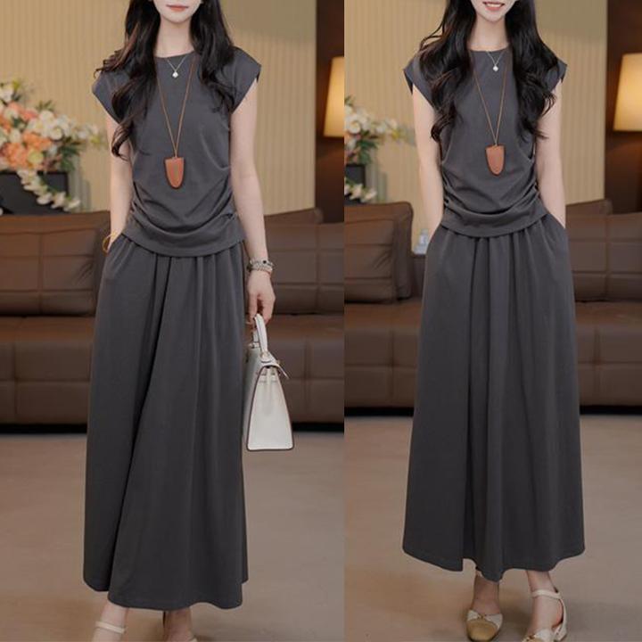 甜美可爱风格衣服夏季搭配一整套2025年新款短袖体恤半身裙两件套