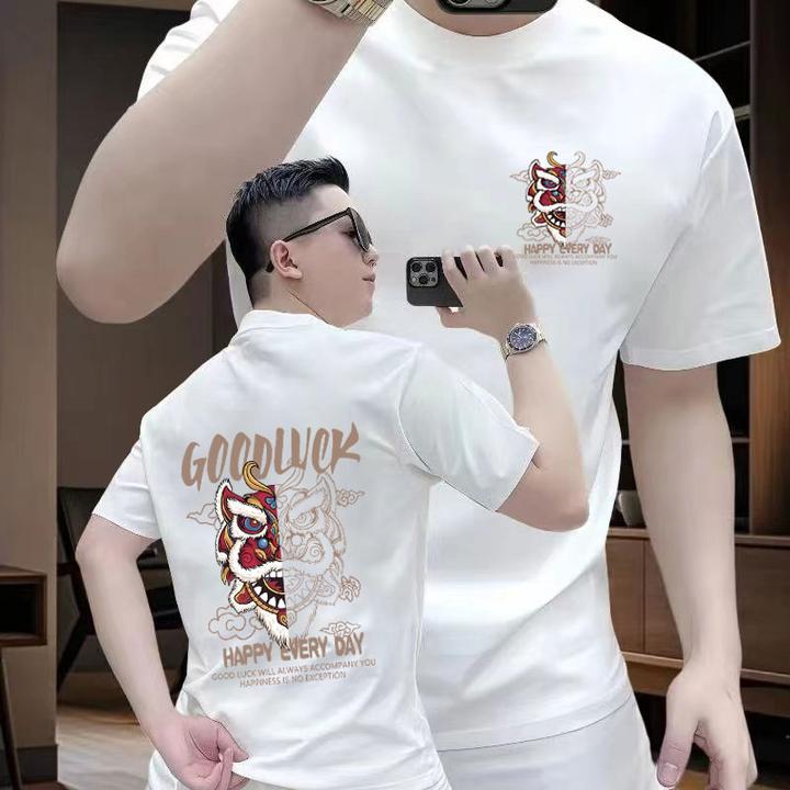 高街美式重磅短袖T恤个性网红印花潮牌ins半袖男士圆领百搭上衣服
