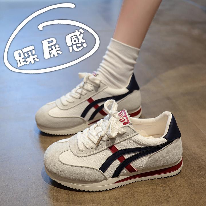 2025新款秋季内增高阿甘鞋女34码百搭小白鞋休闲运动鞋厚底德训鞋