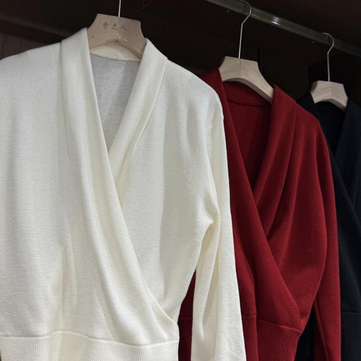 【曹大人】韩式法系交叉设计软糯V领针织衫显瘦气质时尚休闲上衣