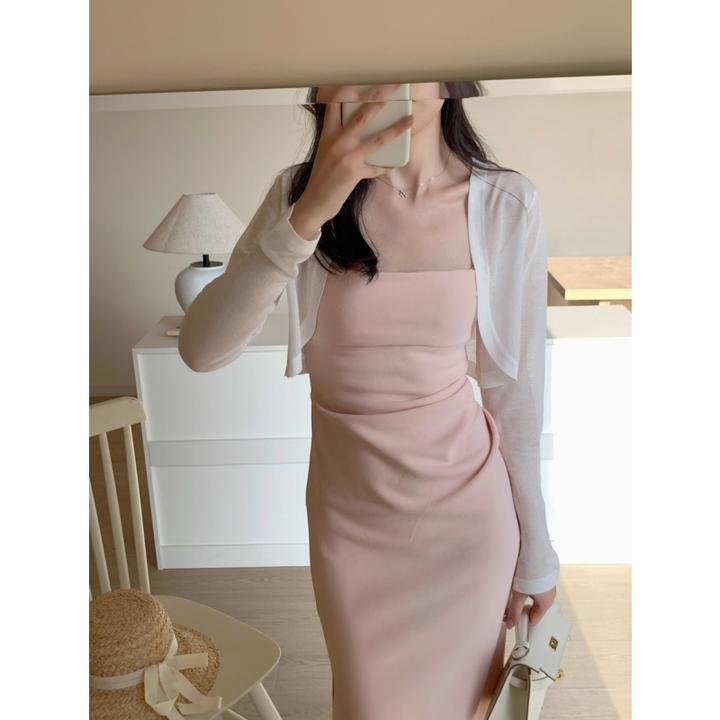 白色针织衫配吊带的小外搭开衫薄款冰丝空调防晒衫女夏季外套披肩