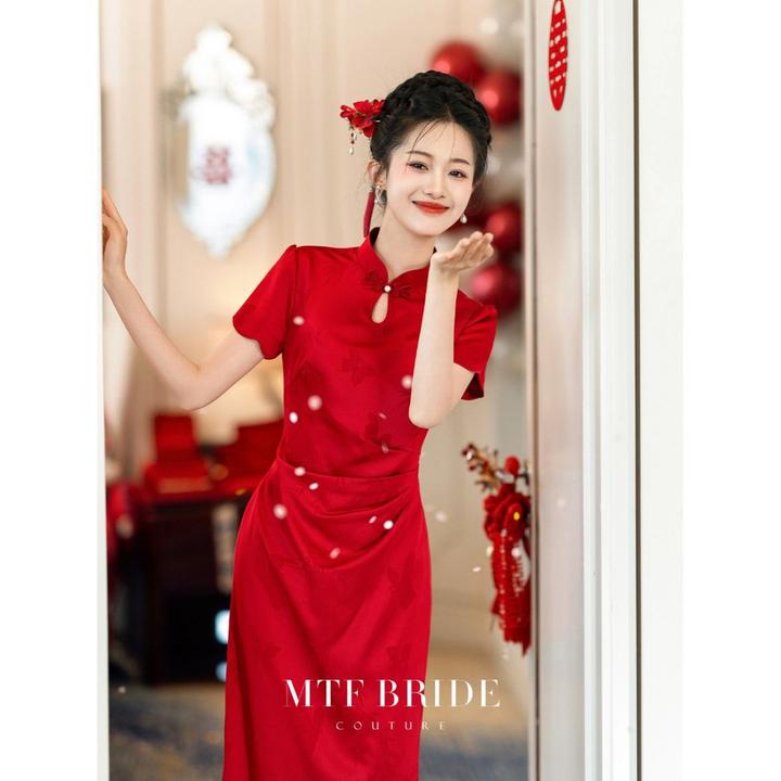 画报夫人【古香慢】红色旗袍新娘新款高档订婚礼服礼裙新中式敬酒