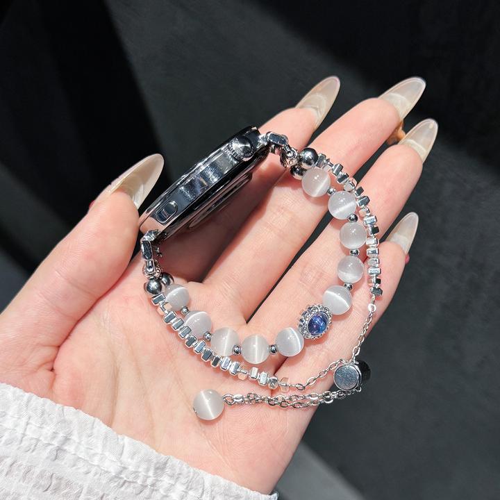 海底星空碎银玻璃珠适用华为gt5/gt4表带双排串珠gt6pro/5pro腕带