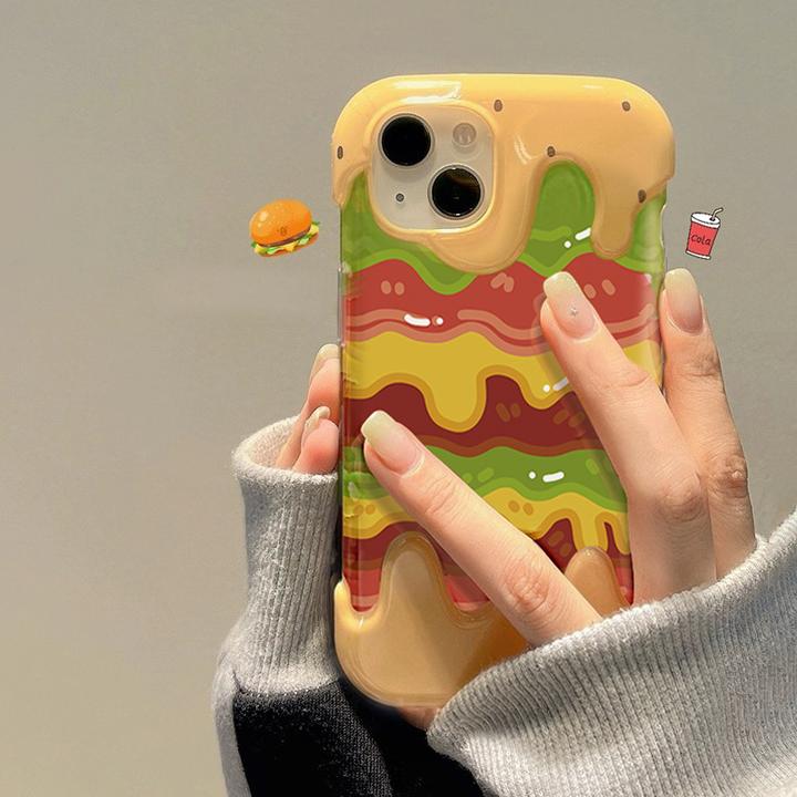ins创意立体汉堡13透明手机壳iPhone14ProMax新款防摔硅胶全包