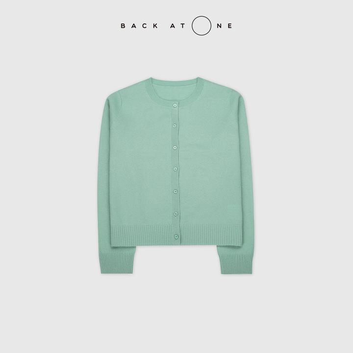 BACKATONE“香草拾光”圆领羊毛柔软舒适针织绿开衫 BFF-1AS527H-K