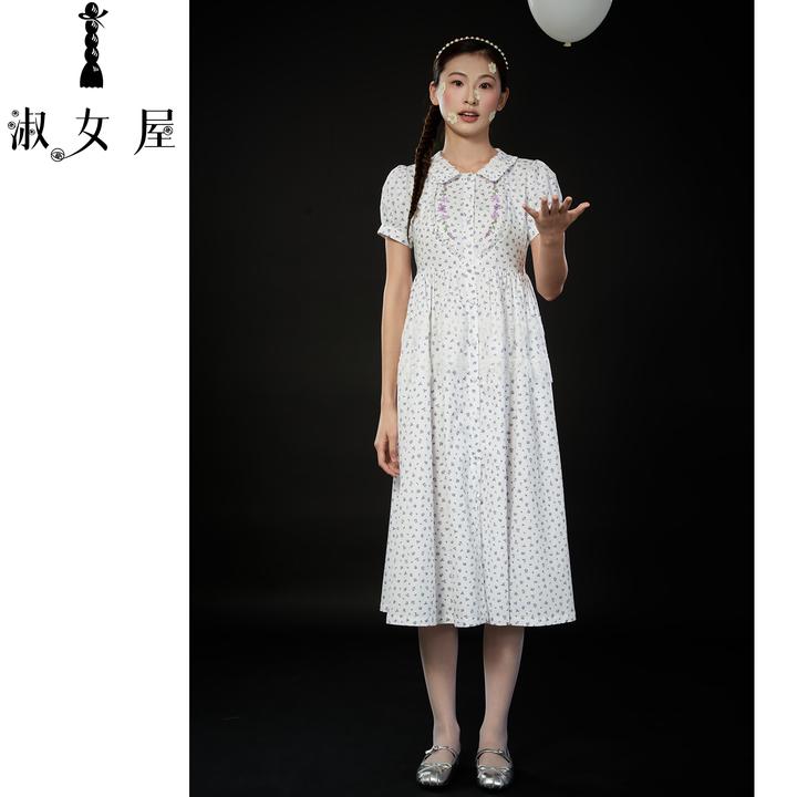 淑女屋官方旗舰店青春万岁粉紫青春公主连衣裙纯棉少女甜美可爱