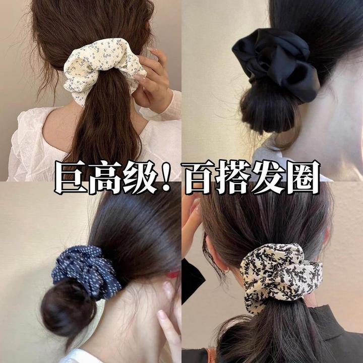 韩国高级感花色大肠发圈 质感布艺ins覆古小众发圈发饰