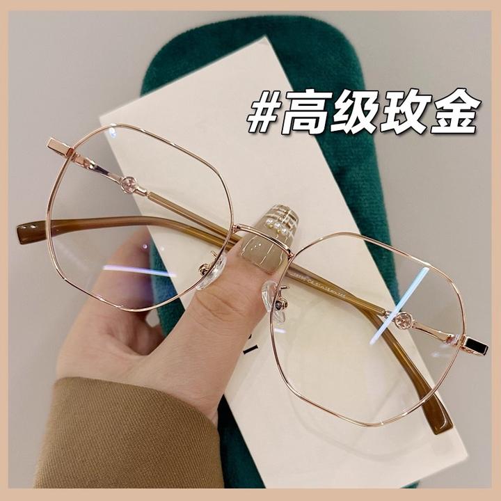 多边形复古金丝大框近视眼镜女专业网上可配度数大脸显瘦防蓝光镜