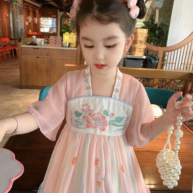 童装新儿童连衣裙汉服夏款2025女童汉服夏季薄款儿童唐装中国风古