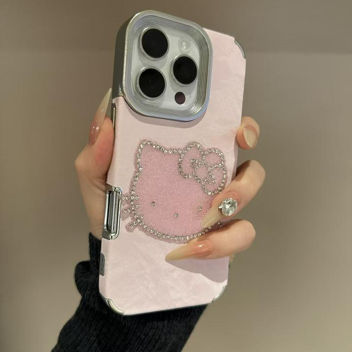 闪钻kt绒布雪山纹适用iphone16promax苹果15手机壳14高级感13新款