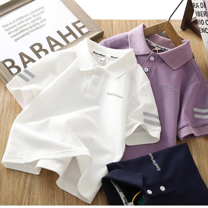 男童短袖T恤2025夏季新款儿童休闲翻领时尚polo衫男童半袖体恤潮