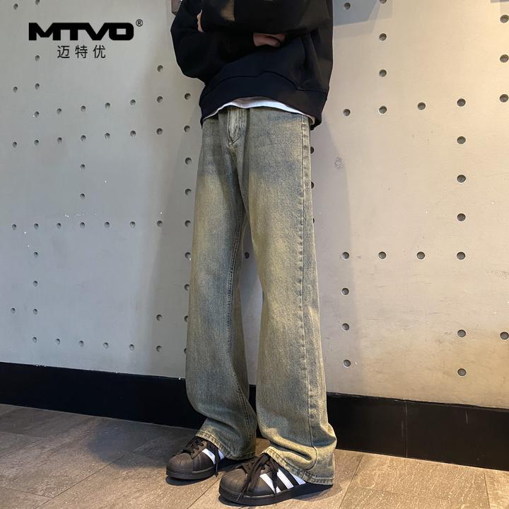 微喇牛仔裤2025年秋季新款男款美式潮牌高街时尚百搭休闲牛仔裤