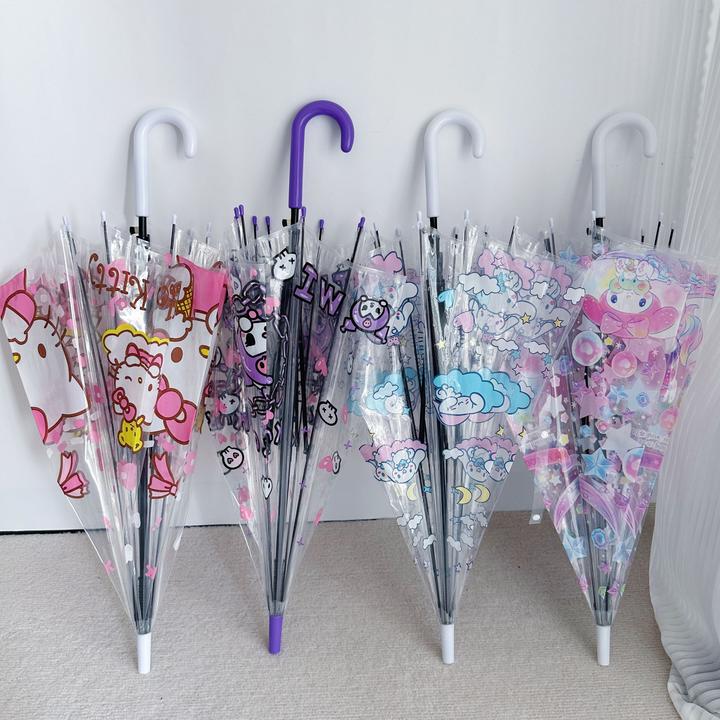 三丽鸥长柄伞库洛米玉桂狗KT猫美乐蒂可爱卡通学生儿童伞加粗防风