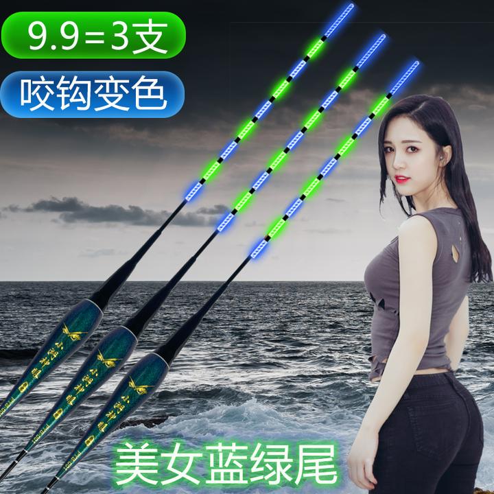 咬钩变色蓝绿尾电子漂日夜两用高灵敏鲫鲤鱼大物夜钓临湘新款浮漂