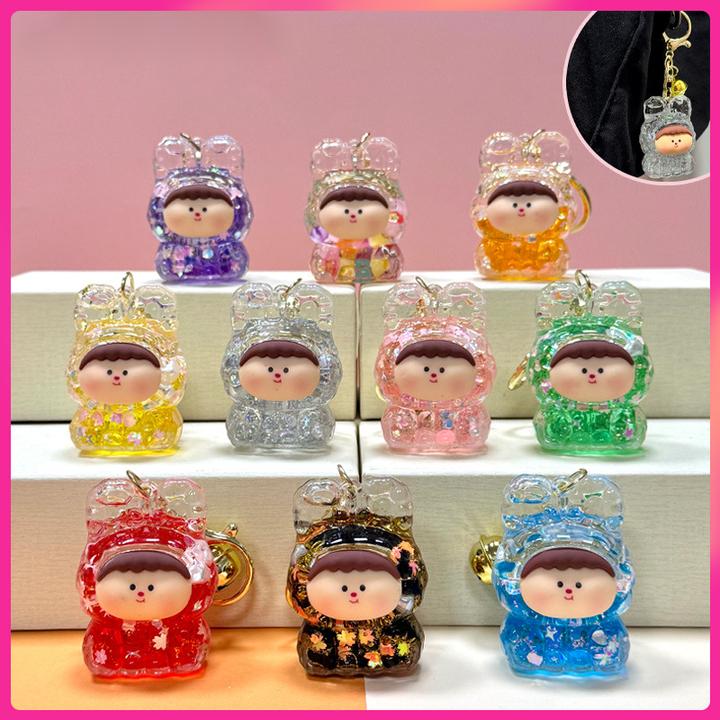 潮流网红款亚克力流沙莉莉丝塔塔钥匙扣包包挂件水果妹钥匙链挂饰