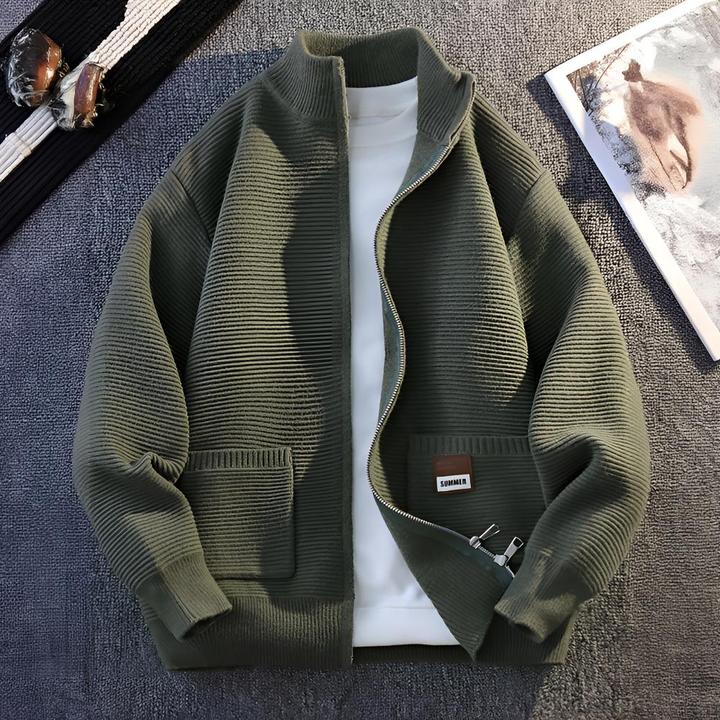 PinkAvril针织衫外套男春秋高级感简约立领上衣宽松休闲开衫毛衣