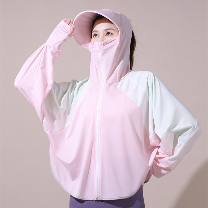 撞色拼接防晒衣女夏季薄款冰丝防晒连帽外套高级感时尚大码防晒服