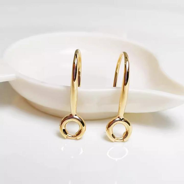 万用扣耳钩镀18K耳坠空托diy配件金色耳饰小众设计高级感通用百搭