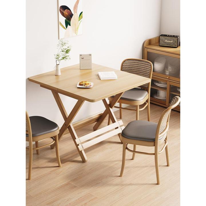 可折叠实木桌子餐桌家用简易小户型饭桌出租屋用户外便携式小方桌