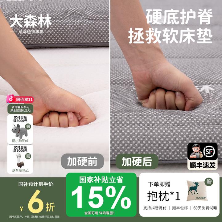 大森林叠钱草【加硬神器】S型有机黄麻床垫全拆洗护脊定制榻榻米