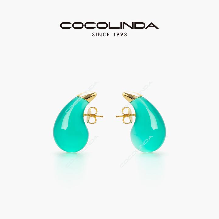 COCOLINDA 不锈钢树脂耳饰  | 绿水滴耳环ERHUAN-41