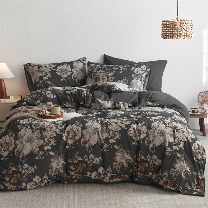 轻奢全棉双层纱提花四件套简约复古纯棉提花被套四季款床单床笠款