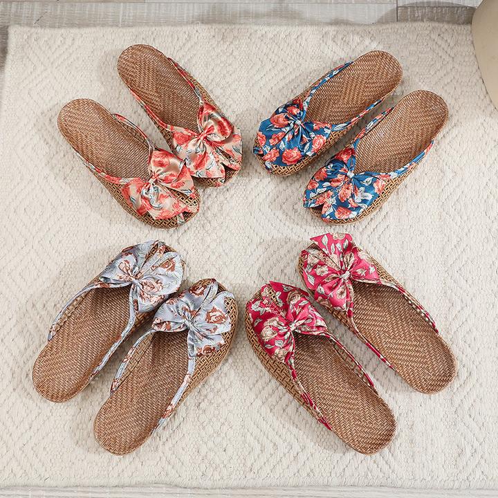 新款藤草拖鞋家居男夏季情侣居家透气室内藤草木地板凉拖鞋女