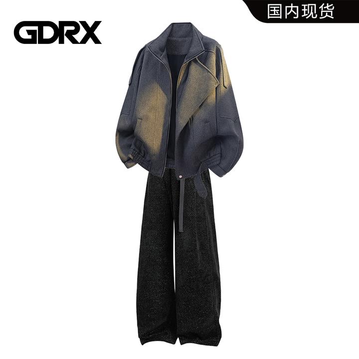 GDRX男装混搭一整套秋季套装男款肌理感潮牌休闲夹克衫外套两件套