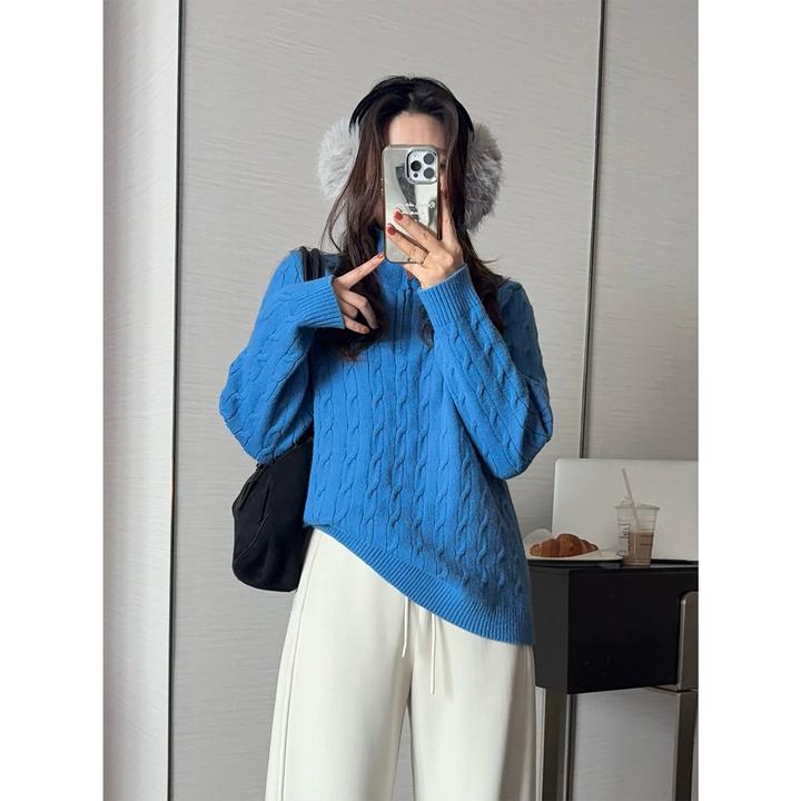 现货大婉酱微胖定制【老钱克莱因】冬季北极绒毛织立领上衣女 2788D