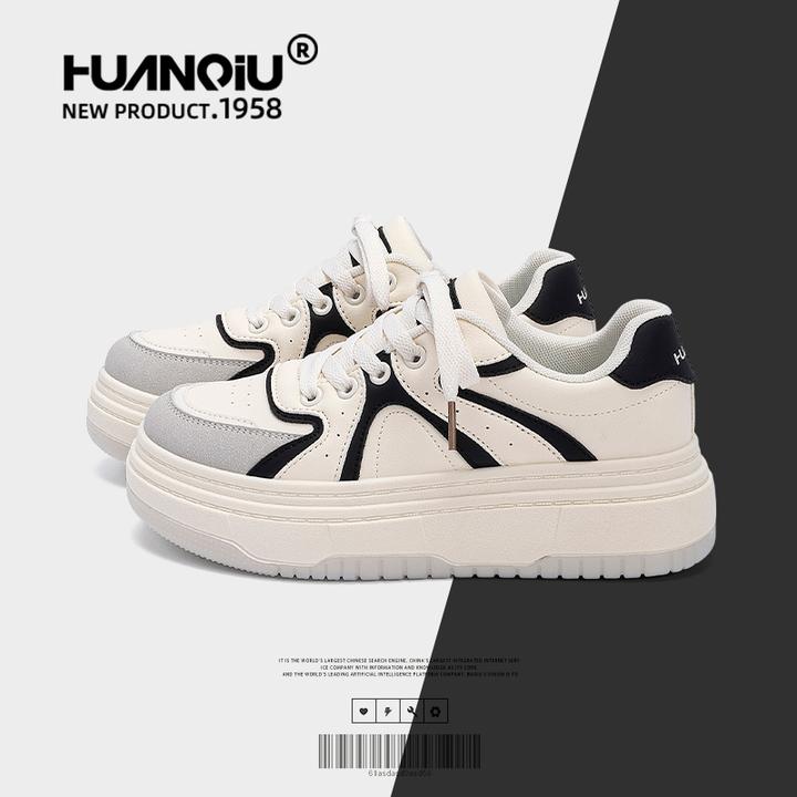 环球韩版休闲小白鞋女秋季2025新款爆款女鞋厚底百搭户外通勤板鞋