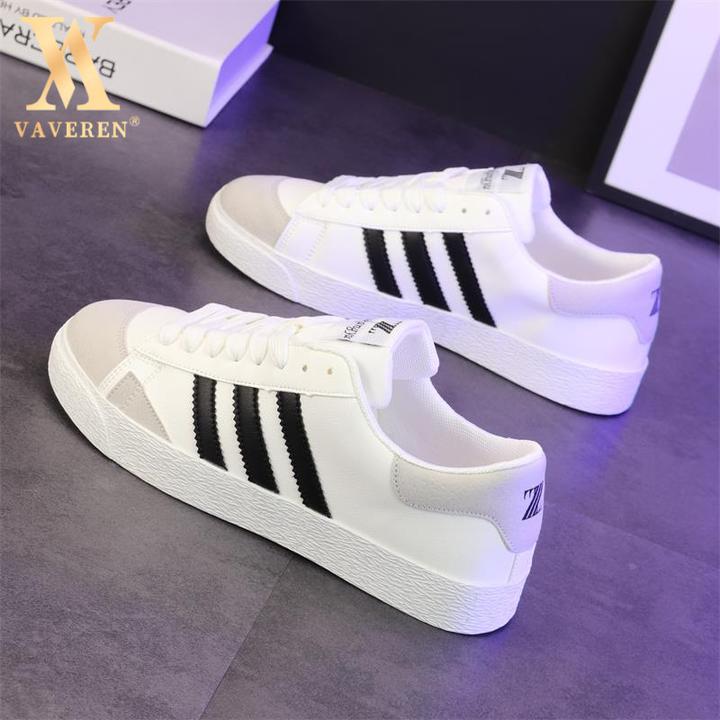 三条杠轻奢透气男士休闲鞋2025春秋季新款小白鞋情侣款潮流板鞋女