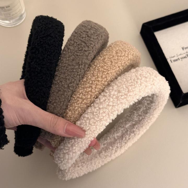 软糯高颅顶~羊羔毛发箍美拉德色毛绒绒压发头箍女高颅顶发夹头饰