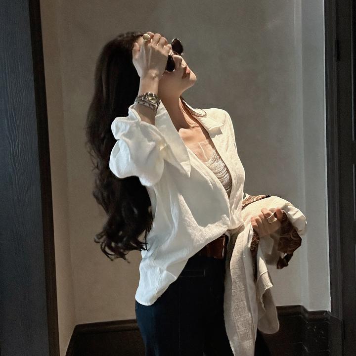 利达 NEW DADADA简约轻奢百搭长袖时尚休闲修身气质上衣CUZ978