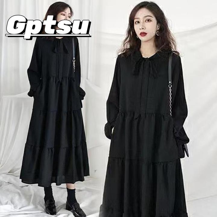 GPTSu春装连衣裙2025新款韩版宽松大码显瘦遮肚减龄胖MM孕妈长裙
