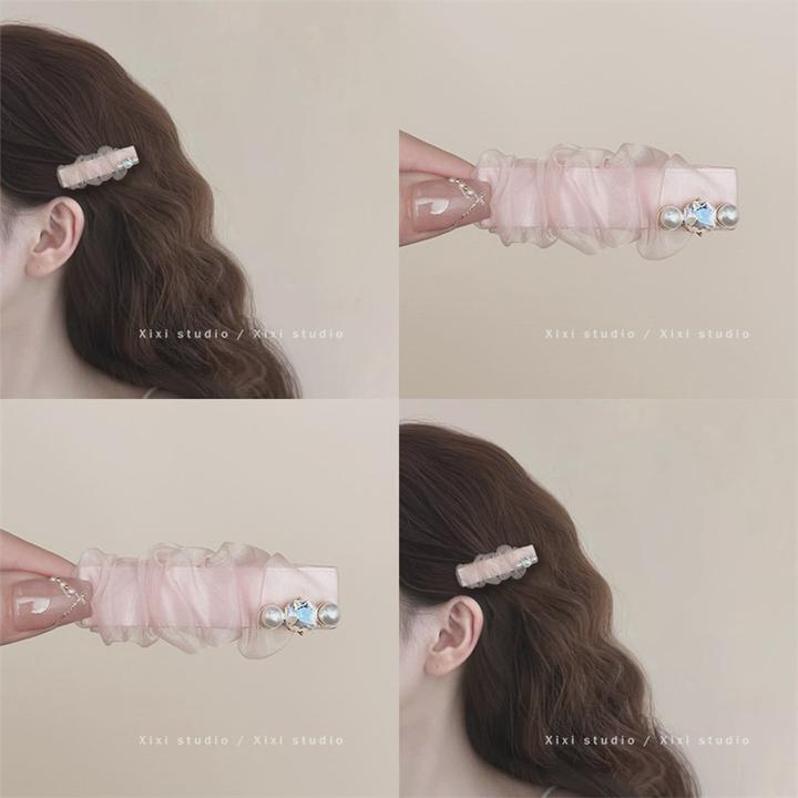 粉色泡泡！欧根纱发夹！高级感侧边刘海前额旅行发卡夹子头饰ins