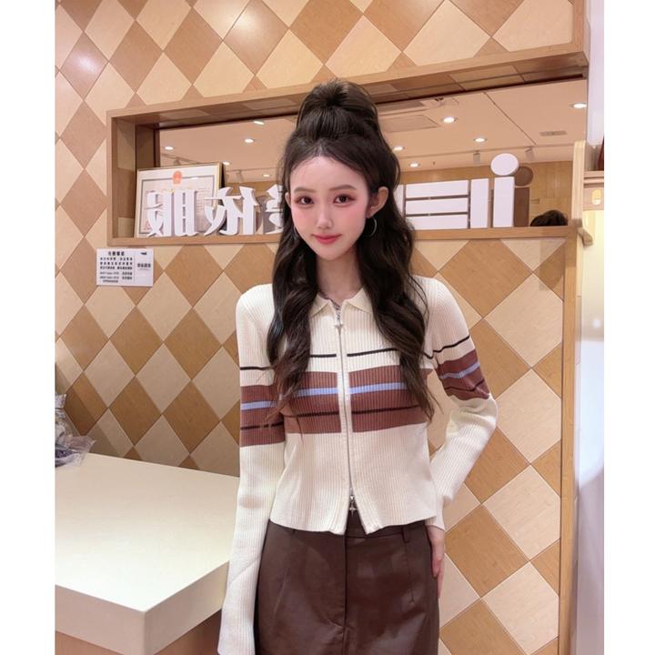 IEF/爱依服2025秋季新款韩版温柔小女人气质修身设计感毛织外套