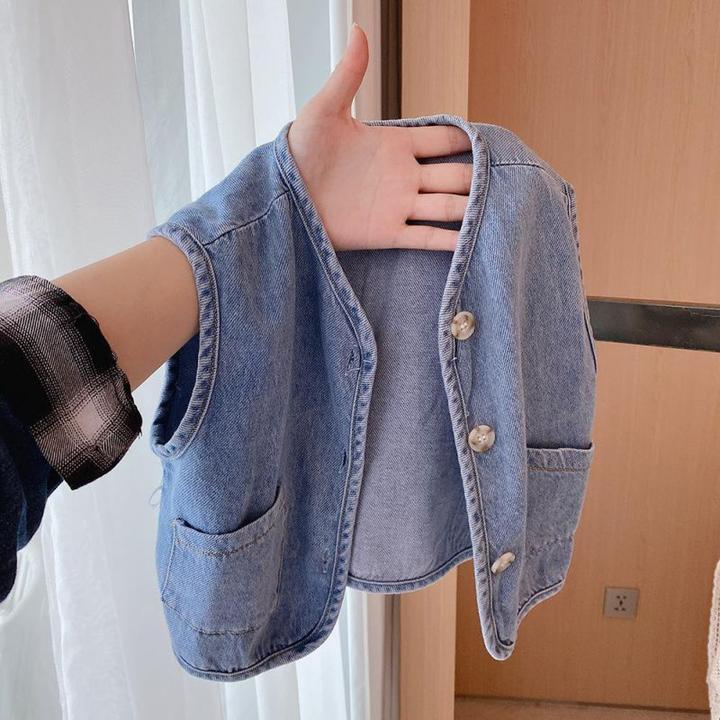 儿童牛仔马甲2025春秋新款男童女童马夹背心宝宝百搭坎肩洋气秋装