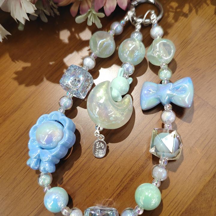 锦尚彩色彩蝶女款手机挂链通用短款创意便携防丢手绳手工