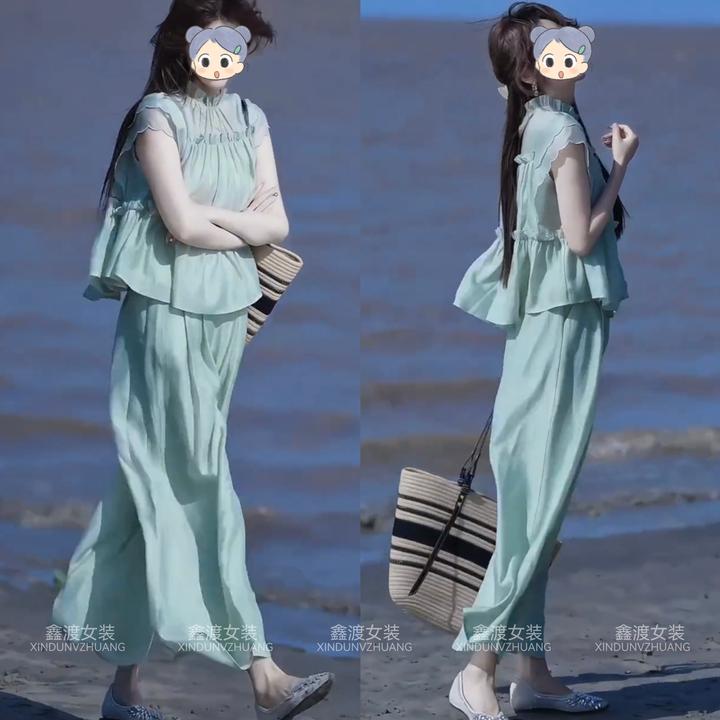 2025夏季新款时尚显瘦气质女士网红洋气两件套百搭款D21177