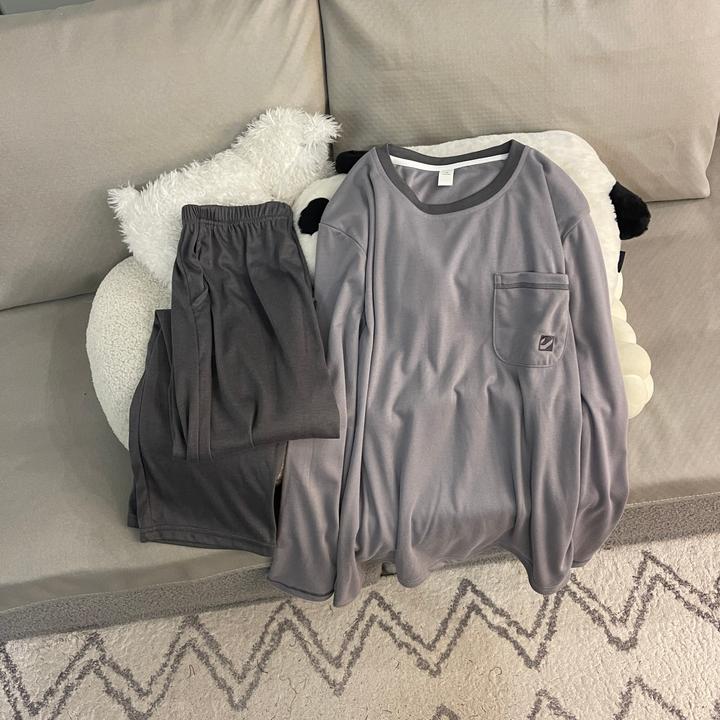 睡衣男士春秋冬季长袖2025新款大码可外穿家居服宽松休闲简约套装