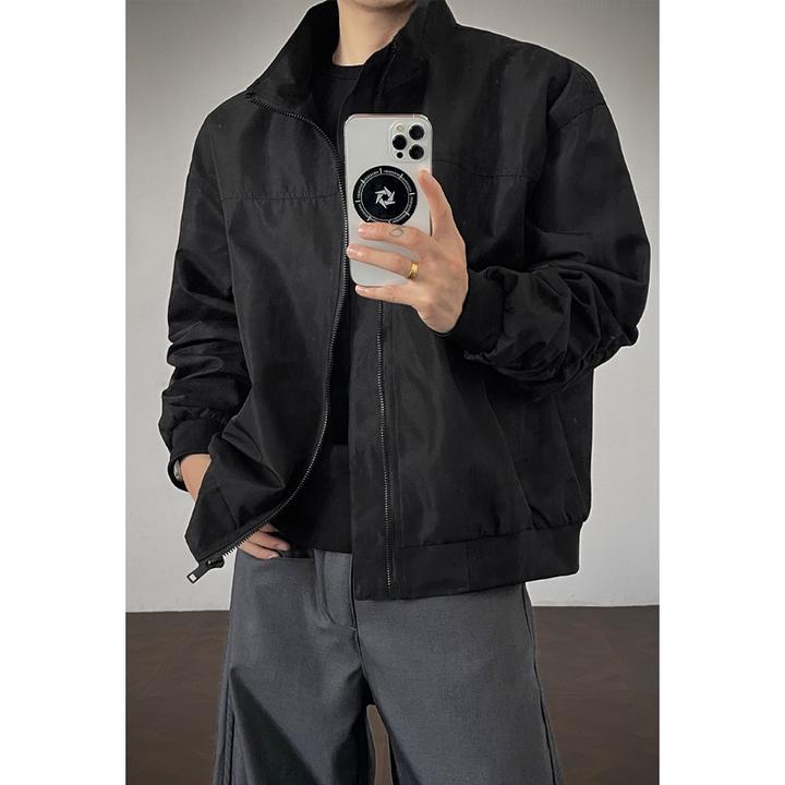 DeweLvum美式廓形飞行夹克男潮牌时尚痞帅立领上衣工装三防外套男