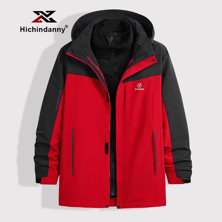 HICHIN户外冲锋衣男士秋冬季加厚防风运动夹克可脱卸内胆两件套