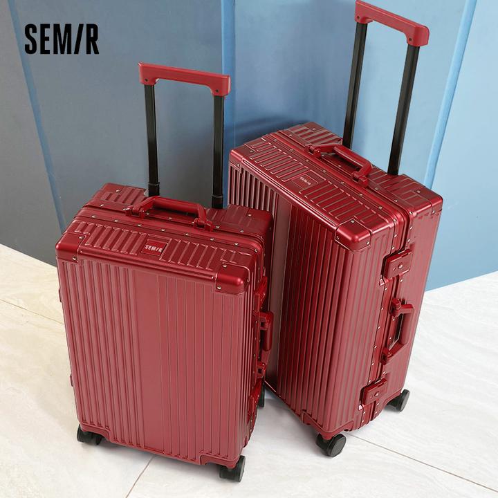 Semir/森马铝框结婚行李箱轻便加厚女士网红时尚户外