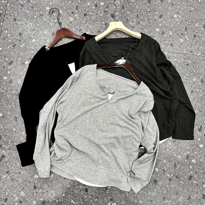 969大版假两件拉链款圆领打底T恤