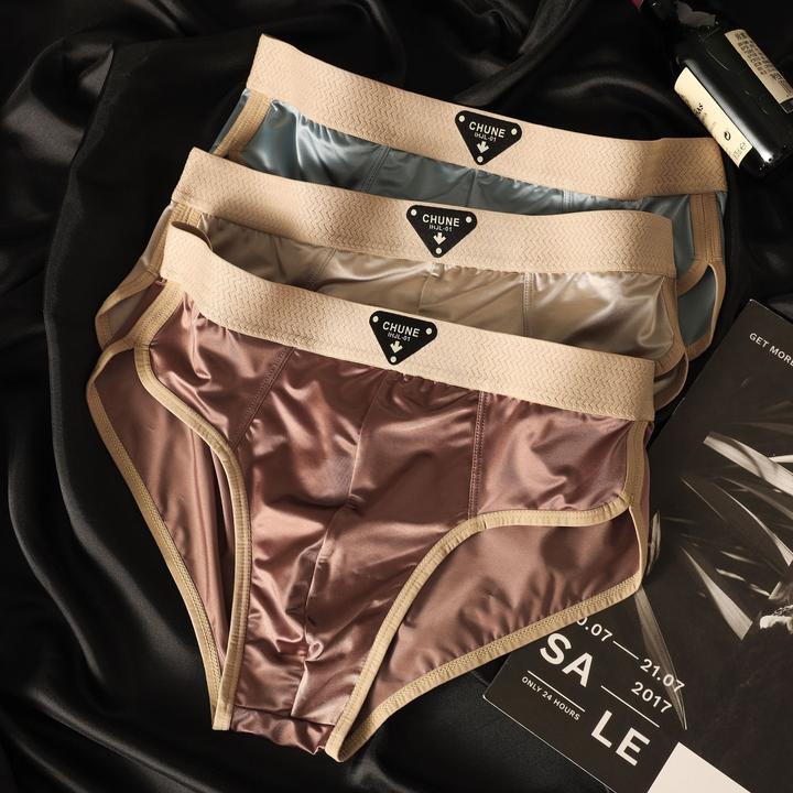 小江家高品质三角内裤男士青年三角男生三角裤衩短裤裤头轻奢缎面