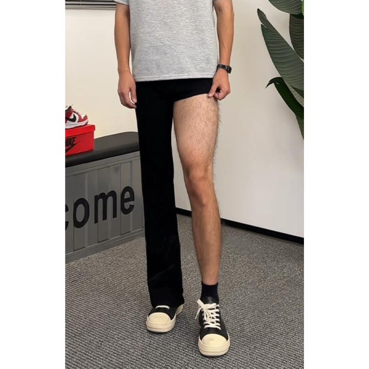 美式高街vibe黑色微喇牛仔裤男款百搭修饰腿型显瘦裤子纯色直筒裤