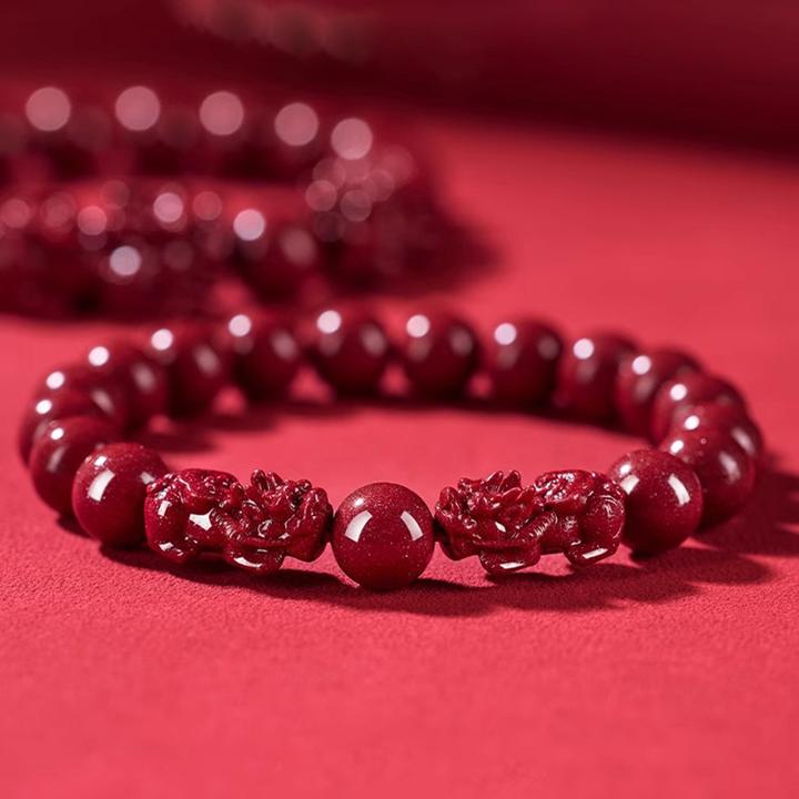 天然辰砂天然朱砂手串貔貅手链首饰男女款精美手把件礼物礼盒礼品